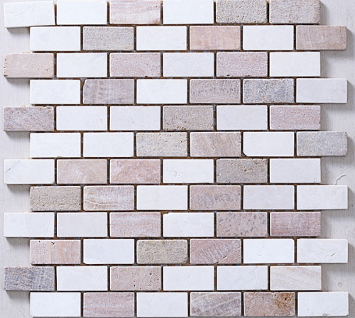 Мозаика кам Yunfu White+orange (298х298)