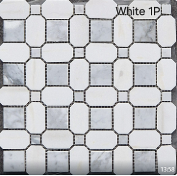 Мозаика мраморная White-1P (287х287)/ 13 ps